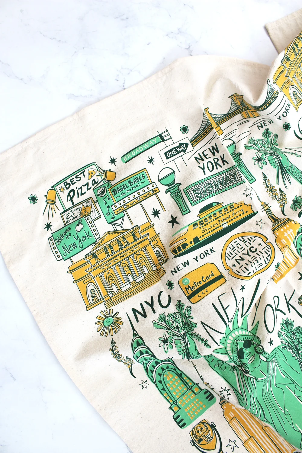 LADY LIBERTY NEW YORK CITY SCREEN PRINTED TEA TOWEL — Calhoun & Co.